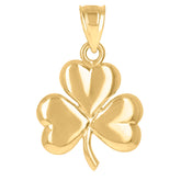 10kt Yellow Gold Unisex Clover Leaf Luck Charm Pendant